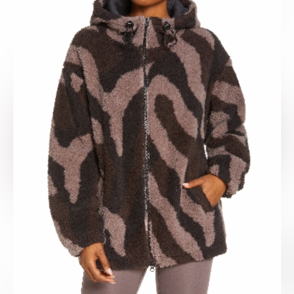 Zella Women's Cloud Soft Oversized Full Zip Hooded Jacket Gray